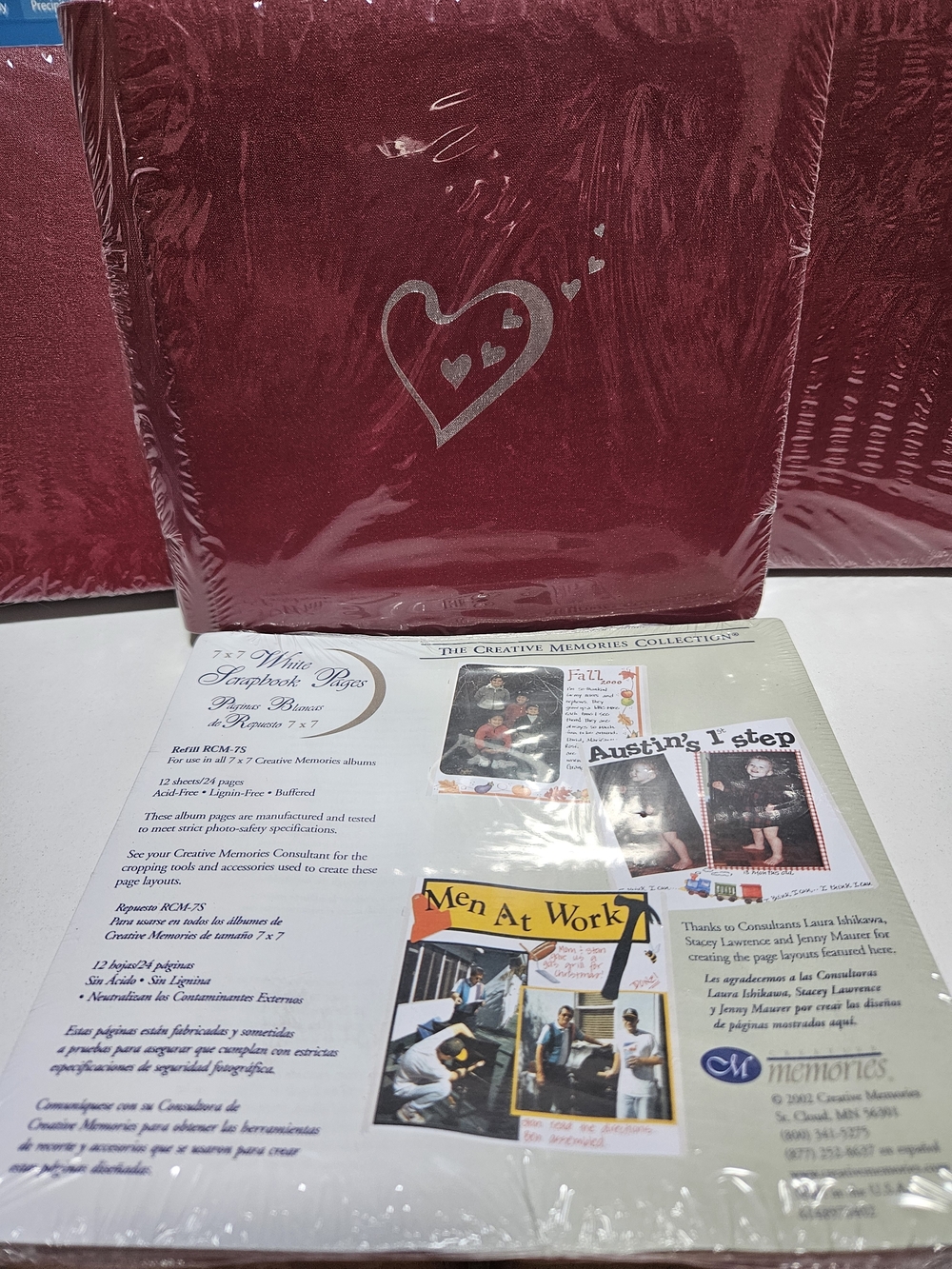 Creative Memories Burgundy Red 7 × 7 Album With White Scrapbook Pages Pack